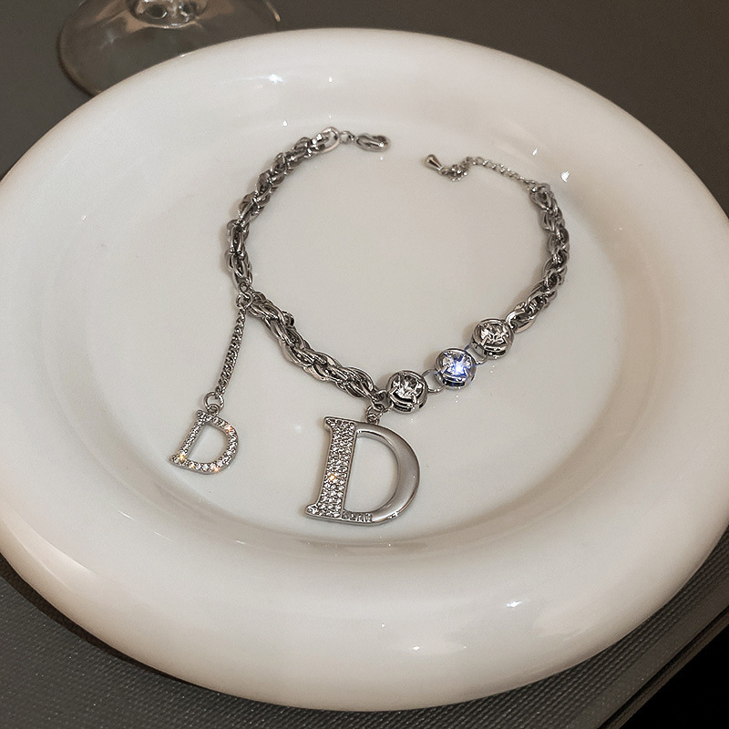 Zirconia Letter D Bracelet Korean Ins Style Minimalist Fashion Hip-Hop Design Accessories for Women - view 3