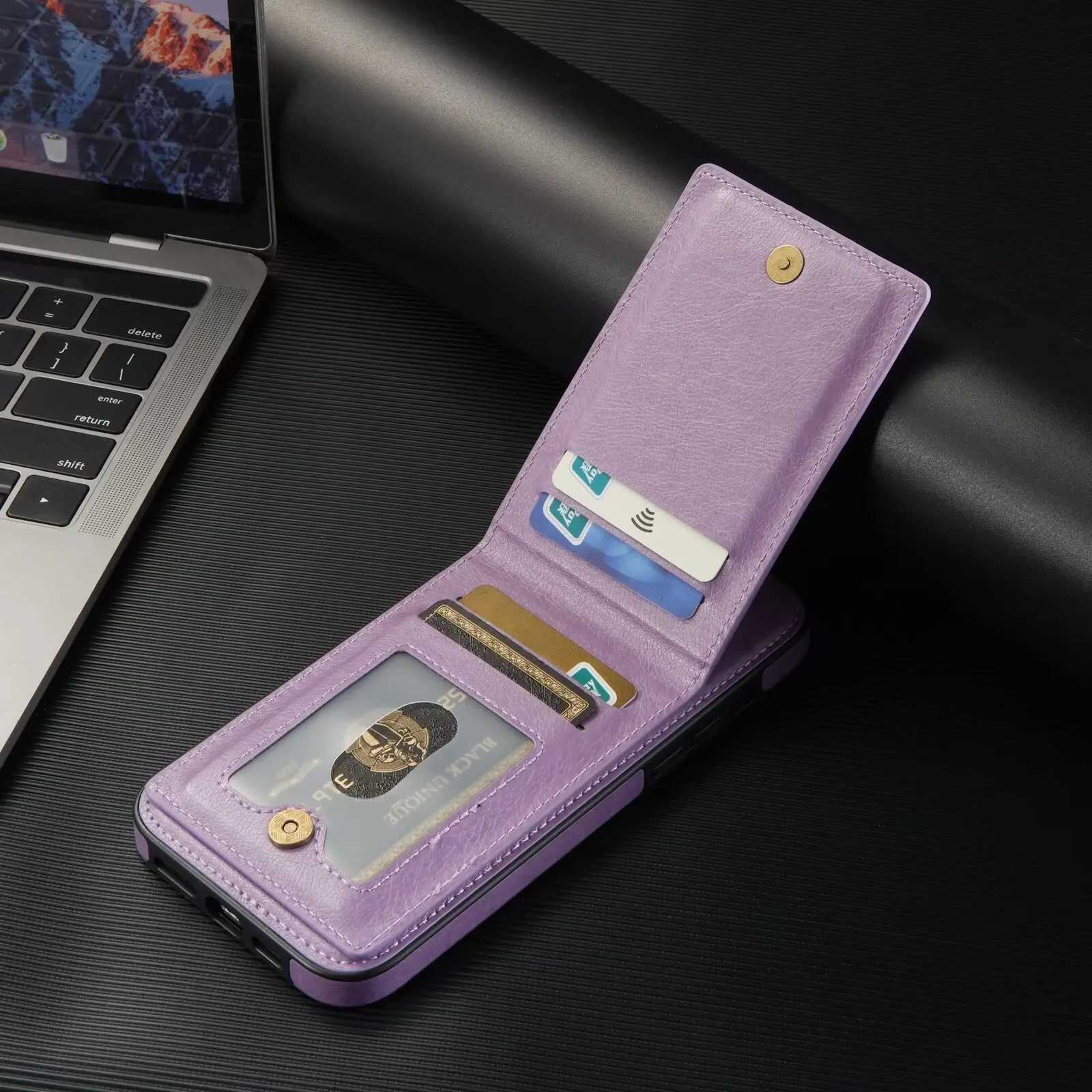 Vertical Cards Solt Wallet Leather Case for iPhone 16 15 14 Pro Max 16E 13 12 11 Pro XR XS Max 7 8 Plus SE Magnetic Stand Cover C251209