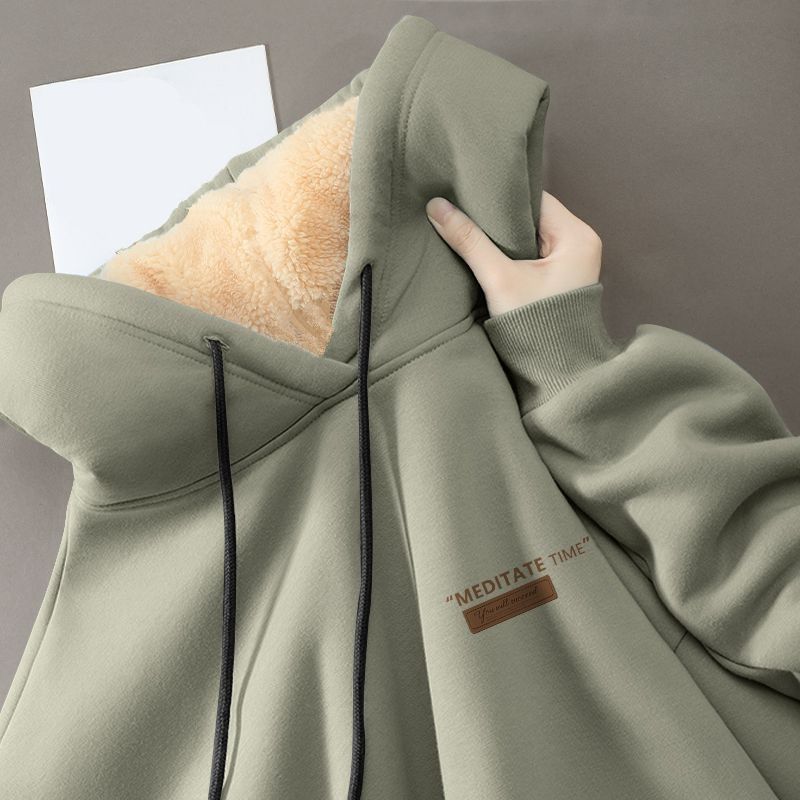 Men's Student Hoodie: Winter Lamb Fleece Thickened Loose Casual Versatile Couple-Style Hooded Top