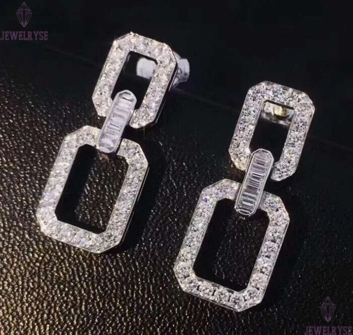 Long hollow Rectangle geometry designer Earrings stud for women Geometric Charm Earings with CZ Zircon Diamond Bling Crystal elegant Ear rings earring