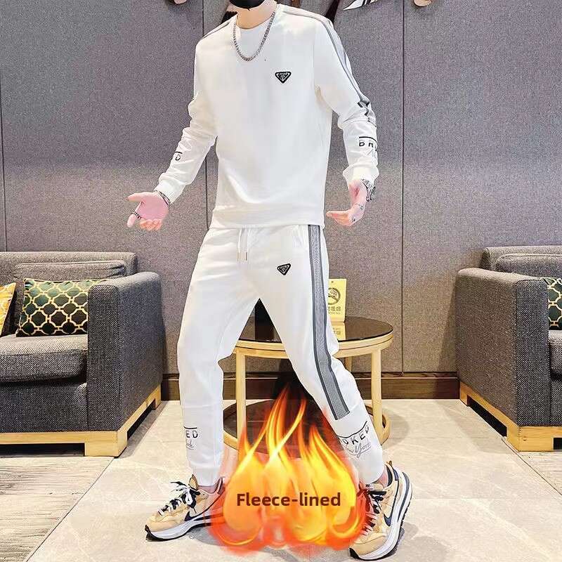 European High-End Design Brand Casual Suit For Men, Running Sportswear Two-Piece Set Trendy