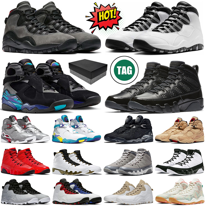 shadow steel aqua 8s space jam 9s basketball shoes men South Beach 9 Fire Red Cool Grey Bred Cement Linen mens trainers outdoor sneakers With Box