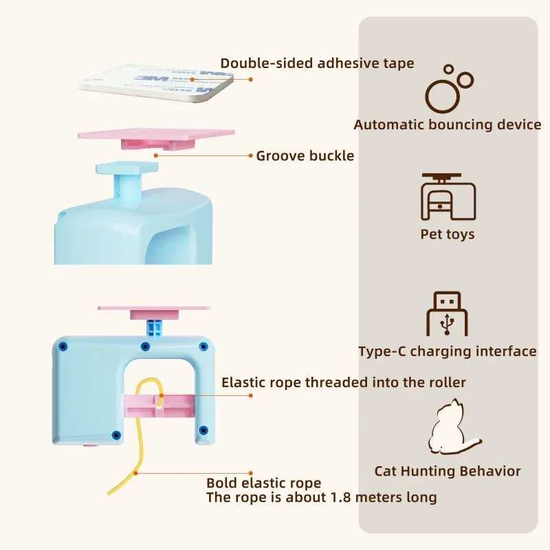 Hanging door-style cat toy self-play boredom toy swing hanging elastic feather bell teaser wand cat teasing toy M251209