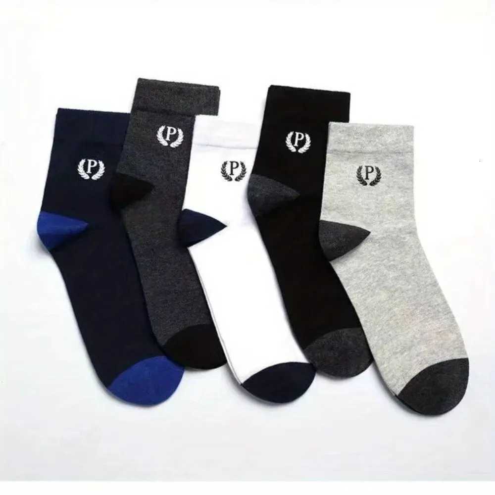 5 Pairs Of Mens Trendy Color Block Crew Socks Breathable Comfy Casual Unisex Socks For Mens Outdoor Wearing All Seasons WearT251209