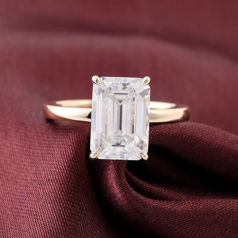 Wholesale Jewelry 3ct Emerald Cut 14k Yellow Gold Jewelry for Women Wedding Bands Lab Diamond Rings Lab Grown Diamond Gold Ring