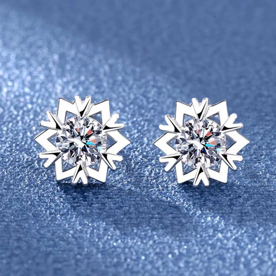 925 Sterling Silver AAAAA Zircon Fashion Korean Ladies Elegant Snowflake Earrings Birthday Party Wedding Jewelry Gift H260129