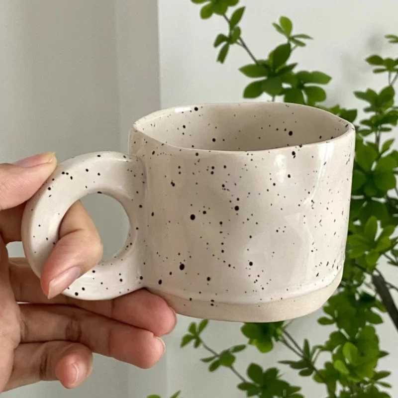 Ceramic g 250ml Ring Handl Coffee Milk Modern Print Porcelain g Handmade Ceramic Hot Chocolate Cup Couple Handgrip Cups H251209