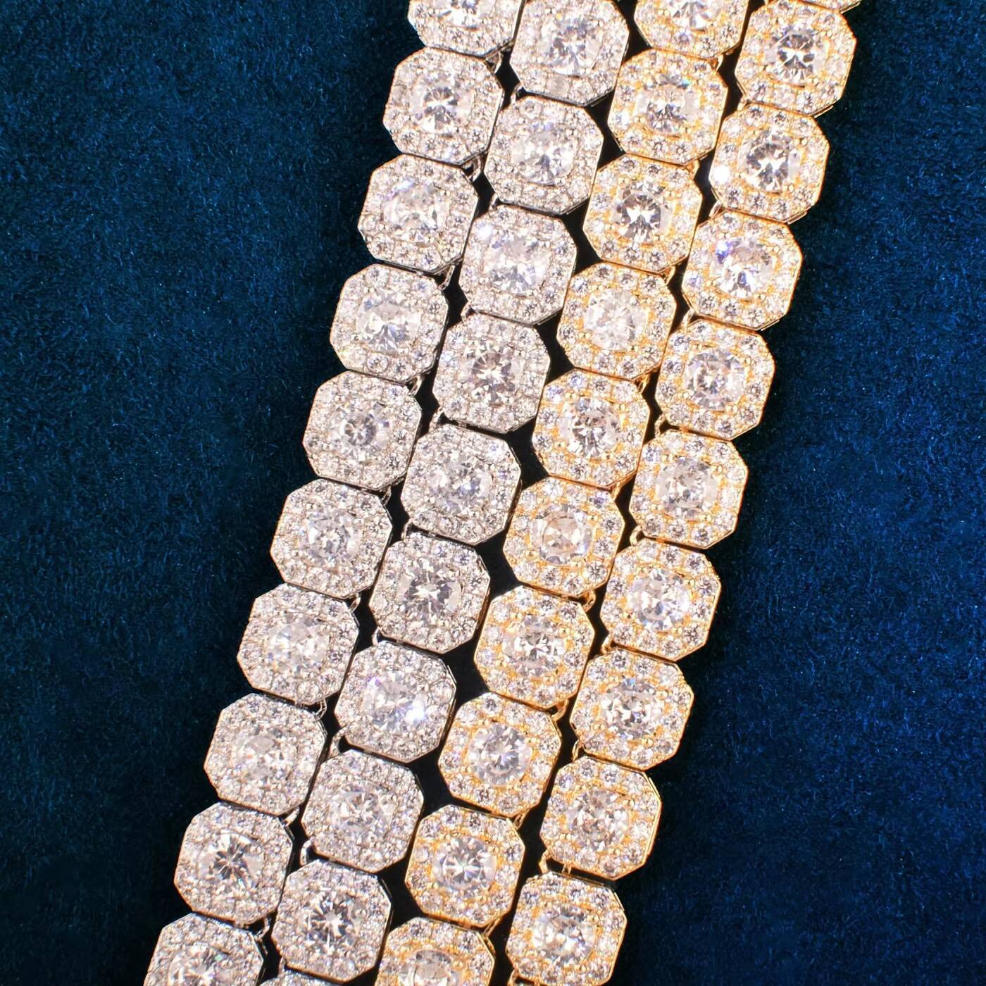 Gold Silver Square Clustered Tennis Chain for Men Necklace Hip Hop Zircon Brass Geometric Wedding Gift Jewelry Trend