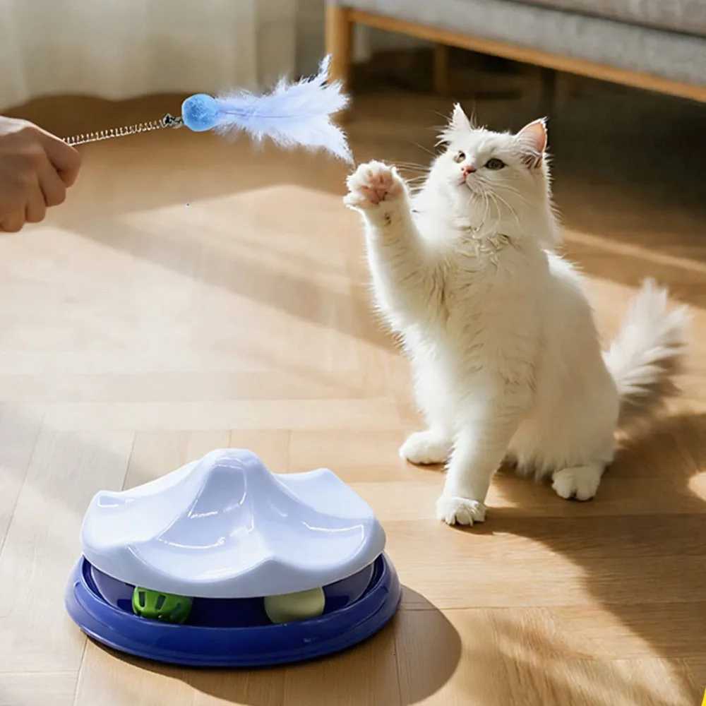 Rotatable Cat Toy 2 in 1 - Colorful Interactive Cat Teaser Turntable with Balls Anti-Boredom Cat Safe Durable Pet Cat M251209