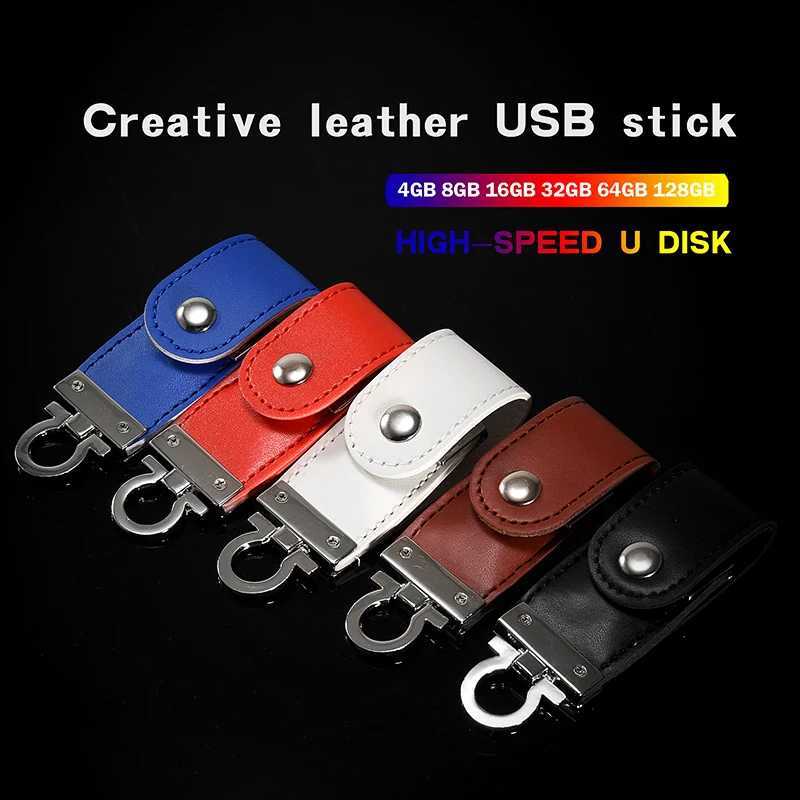 JASTER wholes Leather USB Flash Drive pendrive 4GB 8GB 16GB 32GB 64GB keychain Pen drive 32GB flash Memory stick usb creativo C251209