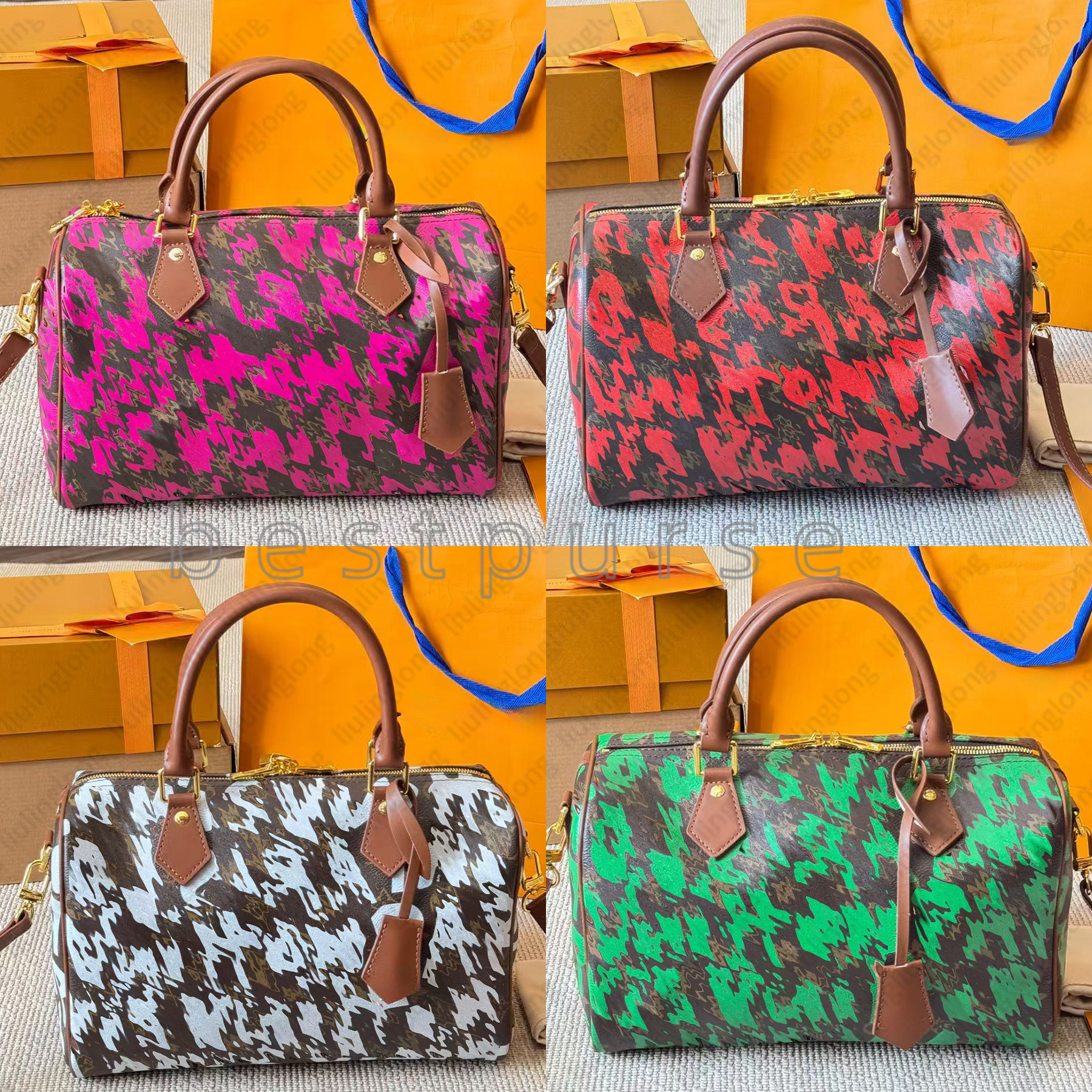 Designer Women 30 Graffiti Tote Bag Luxurys Designers Bags Printed Shoulder Handbags Lady Monograms Leather Canvas Pillows Handbag