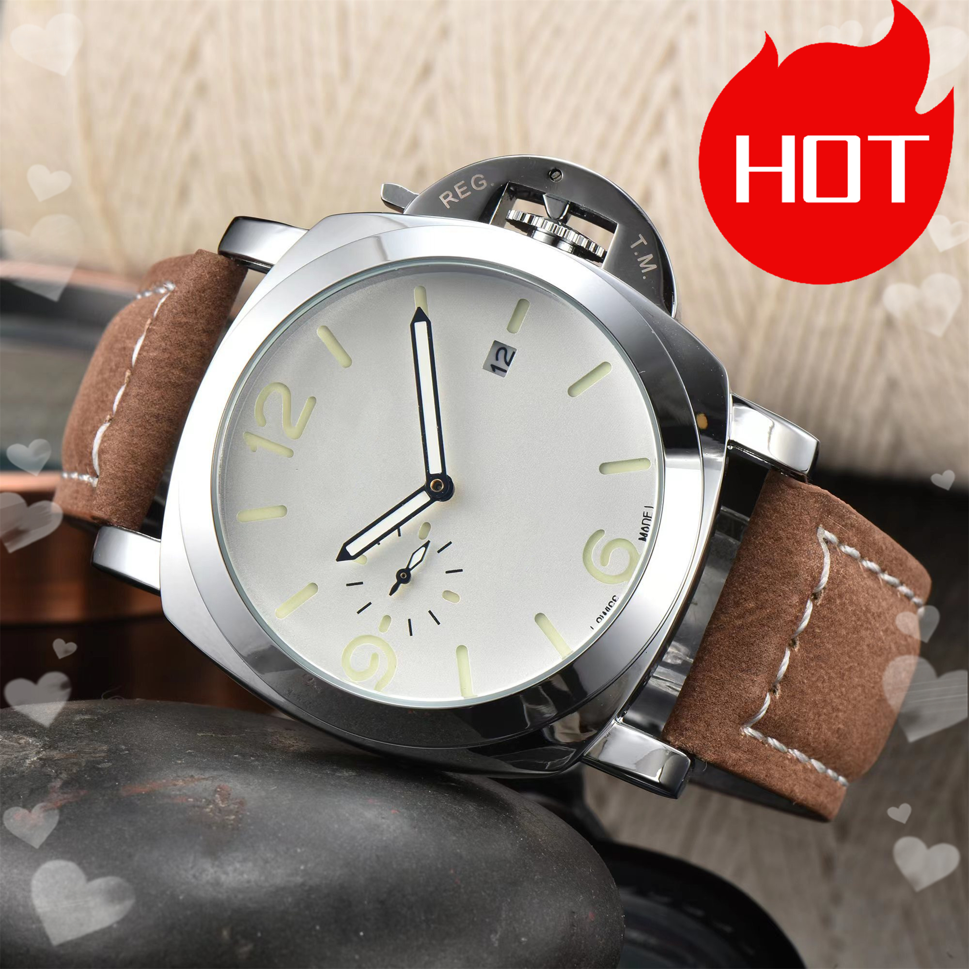 Men PANERAIity LUMINORity Model Sport watch Quartz automatic movement Luxury Watches Business Stainless Steel Man Square mens Wristwatches #719