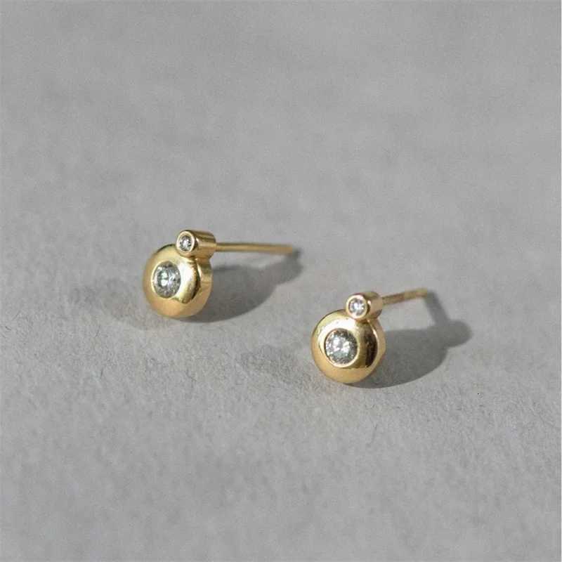 925 Sterling Silver Plating 18K Gold Geometric Zircon Beans Stud Earrings for Women Fashionable Temperament Small Jewelry K251209 H260129