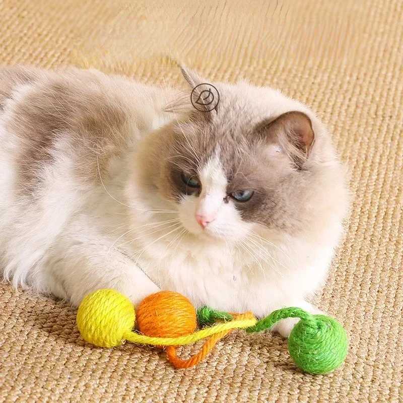 Pet Cat Hanging Sisal Ball Bite-resistant Wear-resistant Jute Twine Rope Pet Supplies for Relieve Boredom Chewing Scratching Toy M251209