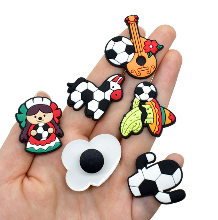 football series shoe flowers decoration buckle pvc soft shoe charms clog accessories DIY hole pin button gift