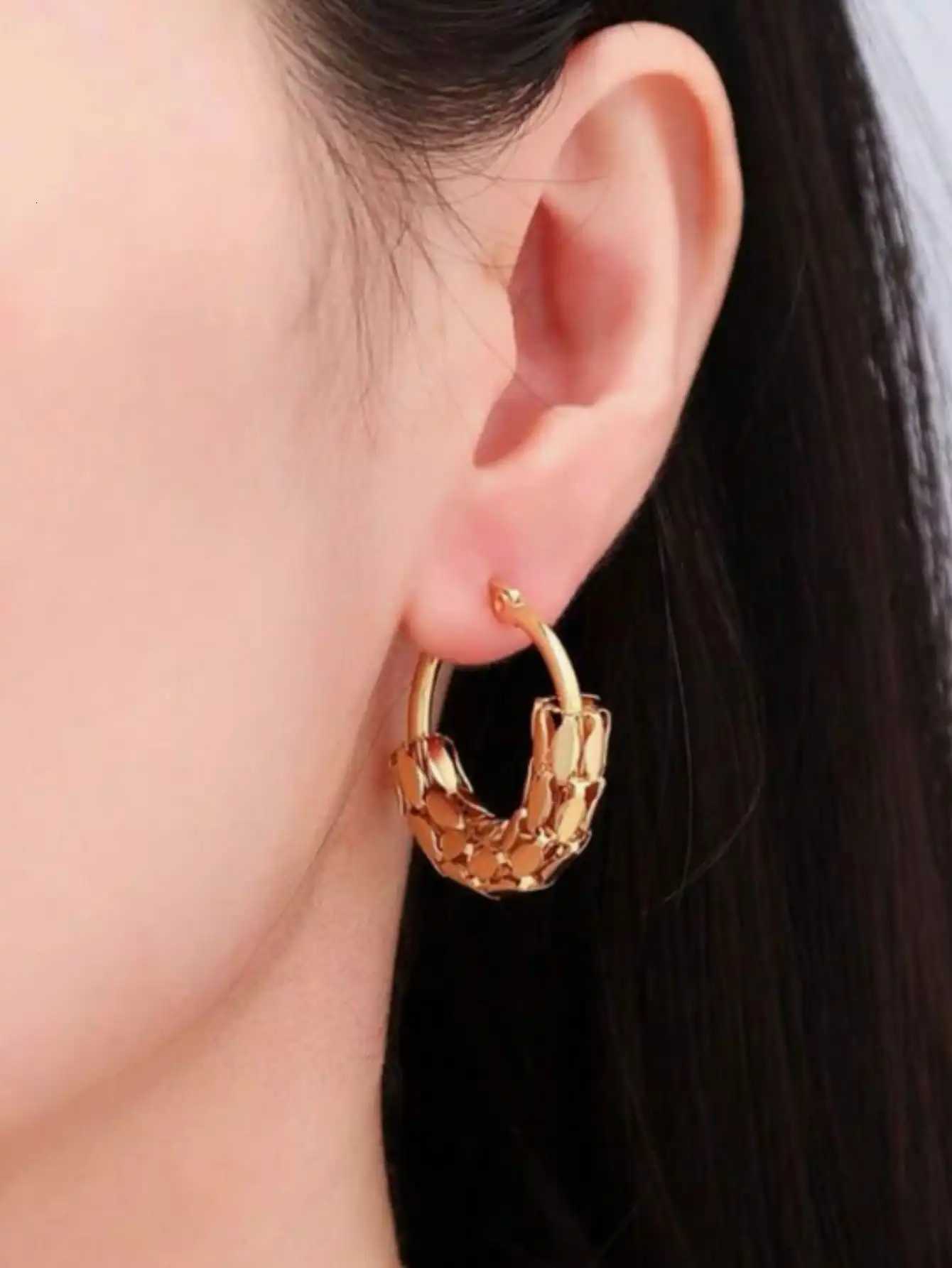 18K Gold for Unique Large Hoops Earring Thick Hoop Chunky Earrings For Women Elegant Gifts K251209 H260202