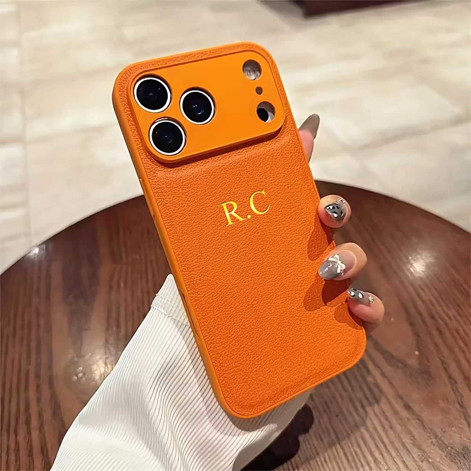 luxury Personali Custi Name Phone Case For iPhone 17 16 15 14 13 Pro Max Plus Air Gold 3D Hot Foil Stamping Faux Leather Cover C251209