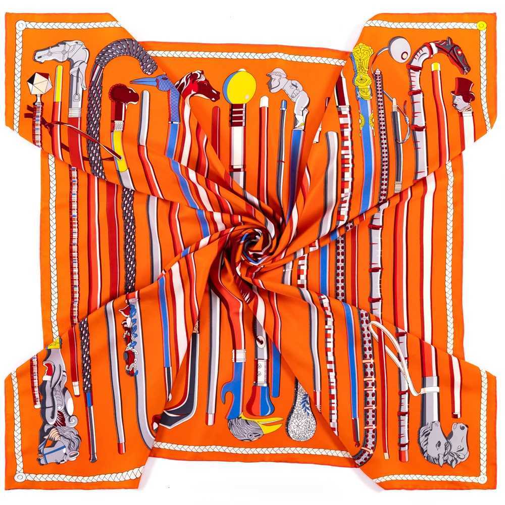 Luxury POBING Manual Hand Rolled Twill Silk Scarf Women Mace Print Square Scarves Echarpes Foulards Femme Wrap Bandana Small Hijab 90CM Y251208