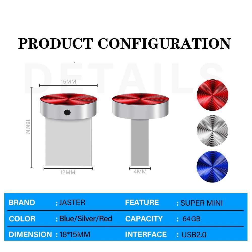 er Mini USB Flash Drives 128GB Metal Pen Drive 64GB Waterproof Memory Stick 32GB Red e Silver Pendrive 16GB Real Capacity C251209