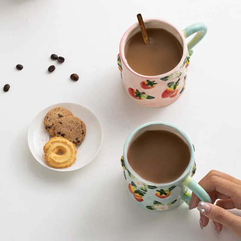 1pc Ins Hand-painted Ceramic Water Cup Birthday Gift Coffee Cup Creative High Aesthetic Value He Off Breakfast Cup H251209