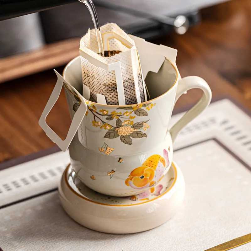 Wooden Grey Golden Guifu Carp Gourd g High Beauty Ceramic He Coffee Cup Water Cup Personal Tea Cups Kitchen Dining Bar H251209