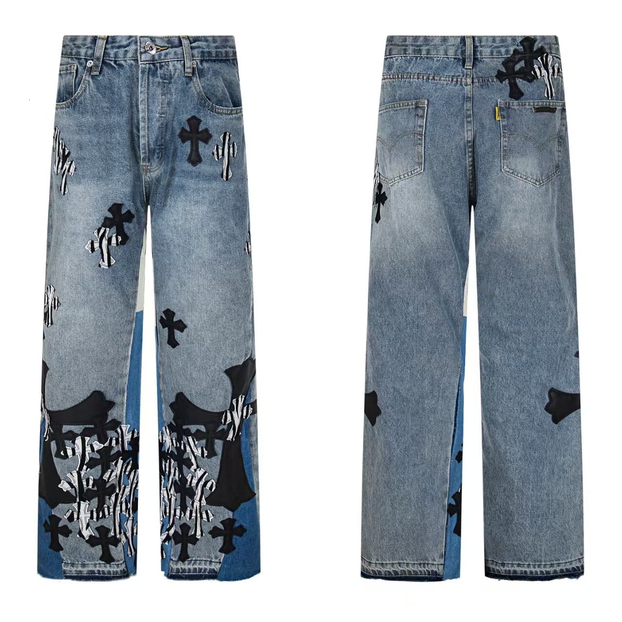 designer men jeans for women luxury 25 new trendy brand cross patch straight long pants unisex chorme chrime chrome hearts heartstshirt chromehearts