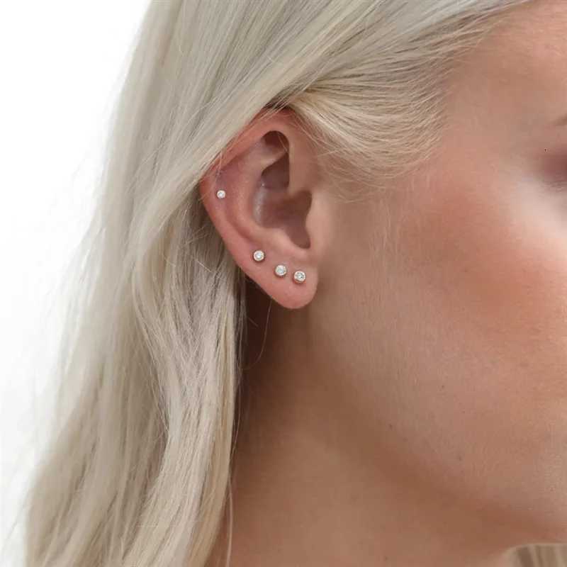 luxury 14K Gold Filled Cubic Zirconia Stud Tarnish Resistant Dainty Women Earrings Simple Waterproof Jewelry K251209 H260129