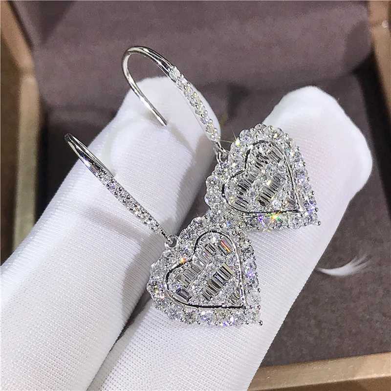 925 Sterling Silver Heart Cubic Zirconia Wedding Earrings for Women Engagement Accessories Fashion Jewelry K251209 H260202