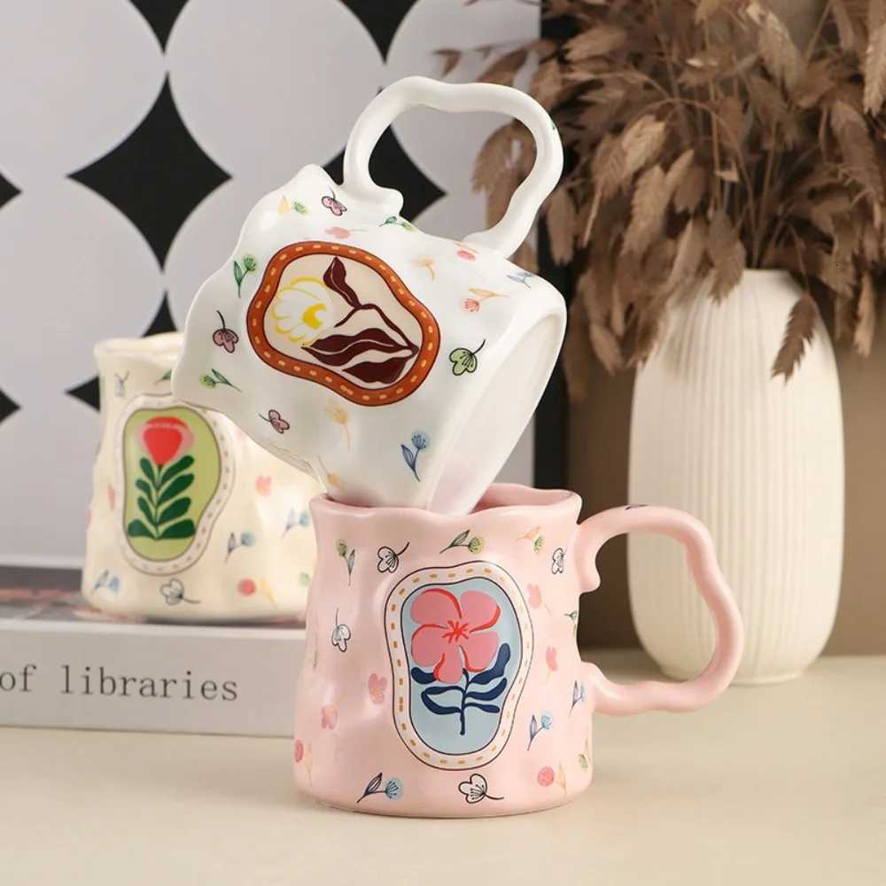 Exquisite Light Luxury Ceramic Coffee g Handmade Elegant Cafe Cup Floral Decoration Unique Breakfast Cup Tea Time H251209