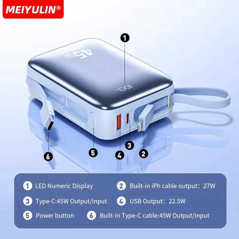 20000mAh 45W PD Power Bank 10000mAh Portable USB C Cable Fast Charging Mobile External Battery For iPhone Laptop H251209