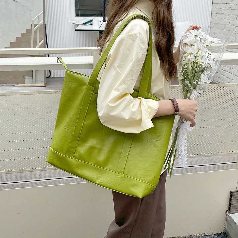 Soft PU Leather wen handbag Large Capacity Ladies Shopping Shoder Bag Casual big Tote fem Hand bag green bolsas Y251209