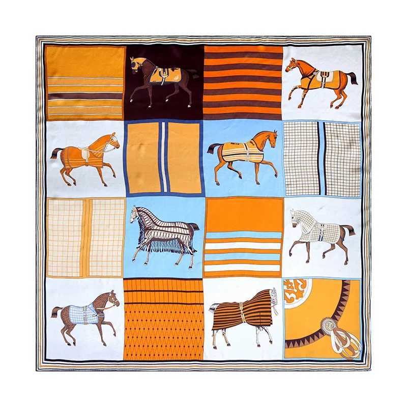 Luxury Satin Hijab Luxury horse Scarf Women Designers Square Bandanas Summer Scarf Women Scarves for Ladies Shawls Head Neck Hair Shawl Y251208