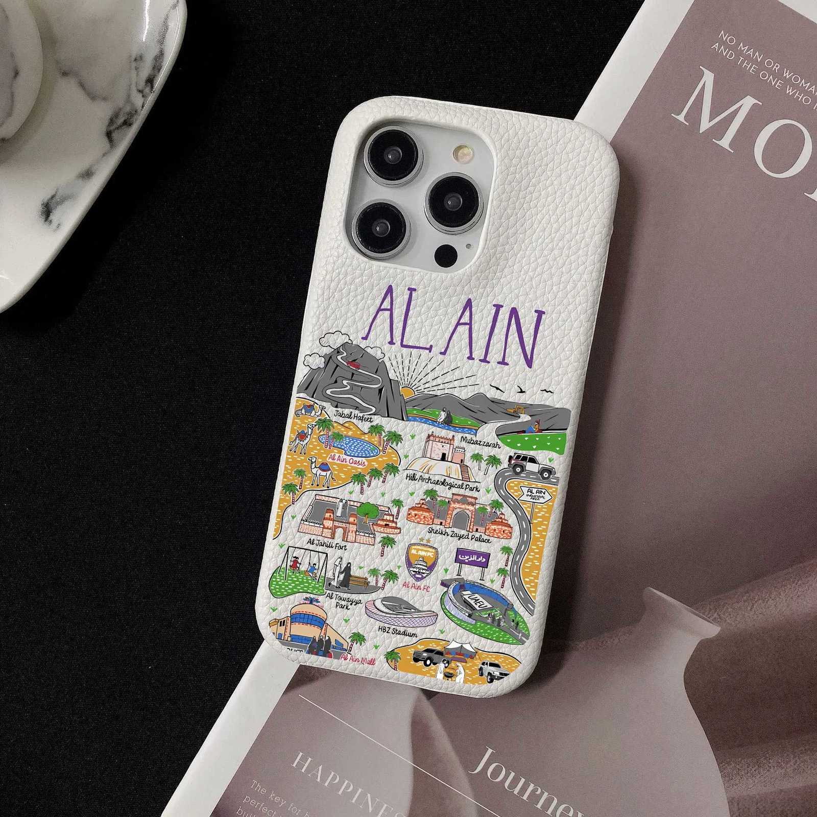 AL AIN Personali Custi Letter Leather Case For Iphone 15 16 pro max 14 13 Pro Max 12 Mini 11 kafr letters Luxury Covers C251209