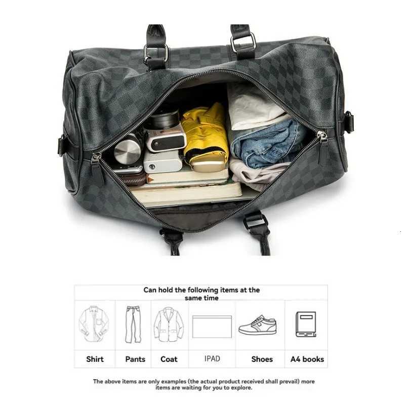 Mens Fi Plaid Mtifunctial Wear Resistant Waterproof Large Capacity Travel Business Lage Bag Handbag Shoder Bag Y251209