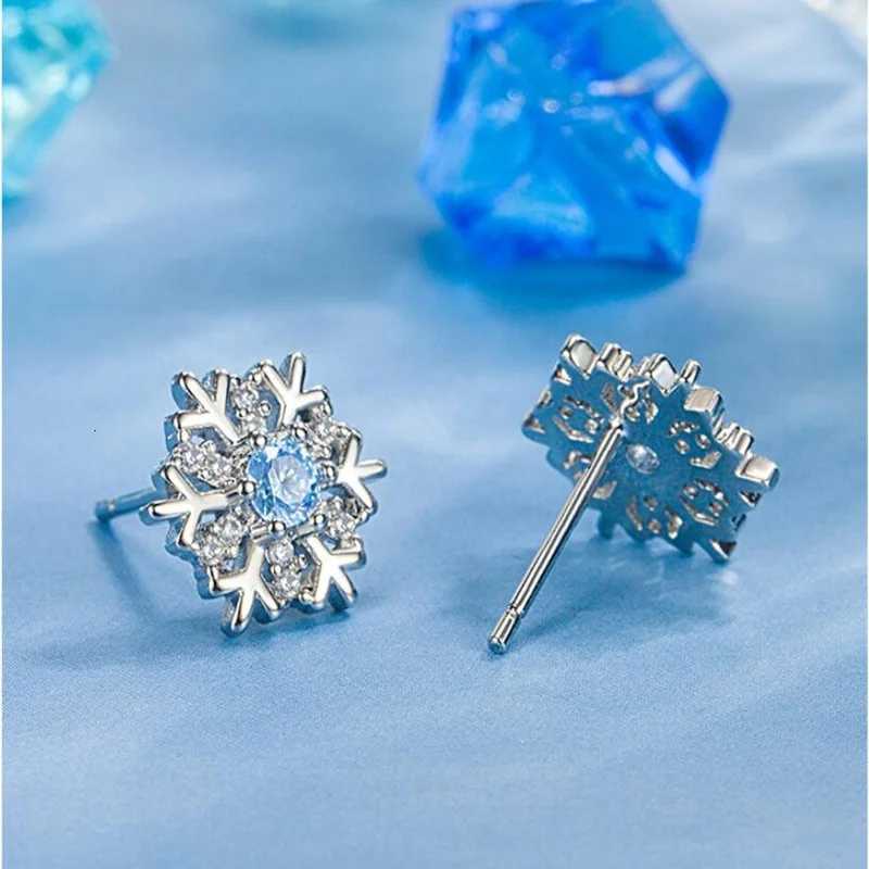 925 Sterling Silver Blue Zircon Snowflake Earrings For Womens Charm Jewelry Christmas Gift K251209 H260202