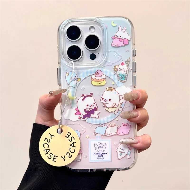Magnetic attraction paintings gradient baby seal Phone case with magnetic bracket for iPhone 11 12 13 14 15 16 17 Pro max C251209