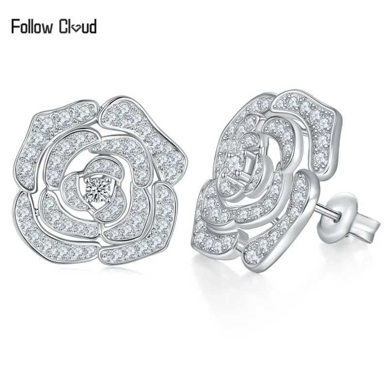 Follow Cloud 118ct Flower Shape All Moissanite Stud Earrings for Women Sparkling Simulated Diamond Jewelry 925 Sterling Silver K251209 H260202