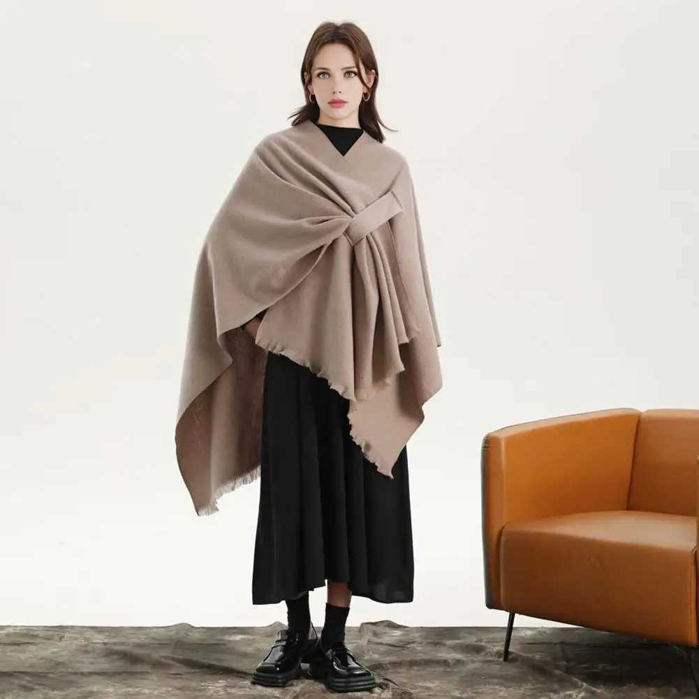 Luxury Women Autumn Winter Shawl Double Sides Soft Scarf Solid Color Imitation Cashmere Shawl Versatile Scarf Shawl Cardigan Y251208