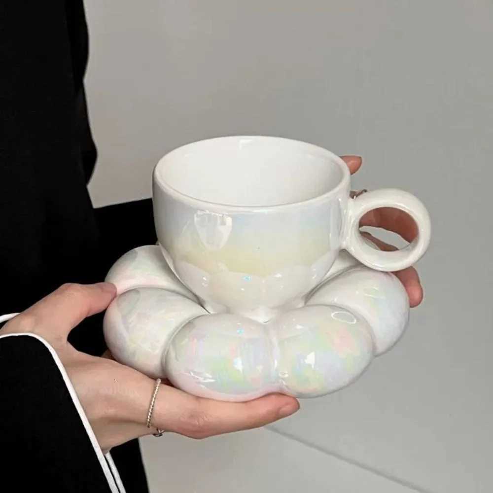 New Durable Portable High Quality Fashion INS Coffee g Set Ceramic Flower Shape Breakfast gs Milk Cup Breakfast H251209
