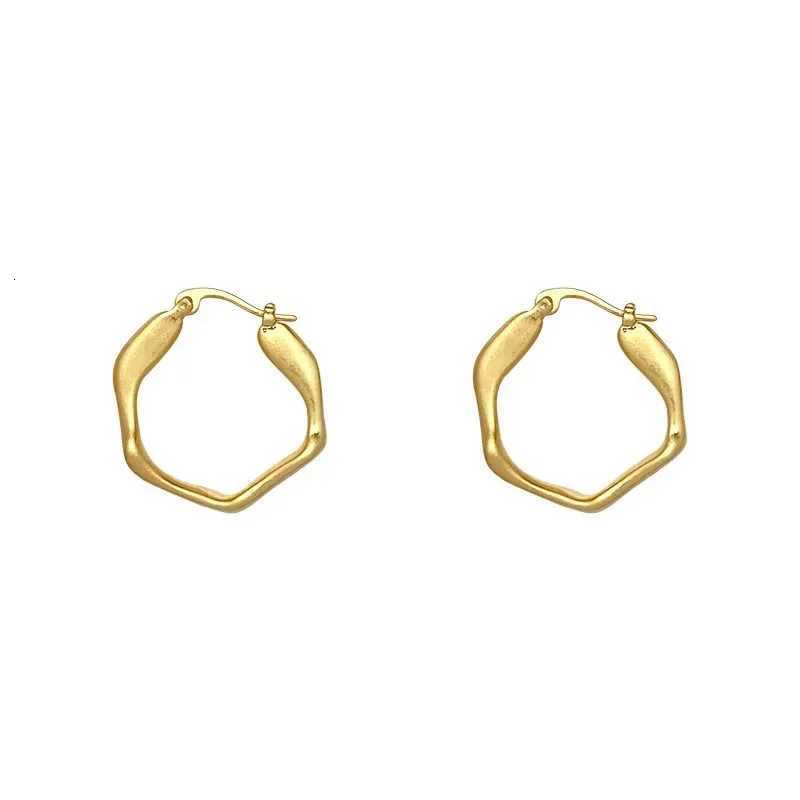 Simple Golden Metal Style Matte Hexagon Earrings For Women Fashionable Personalized Daily Accessory Party Jewelry Birthday Gifts K251209 H260129