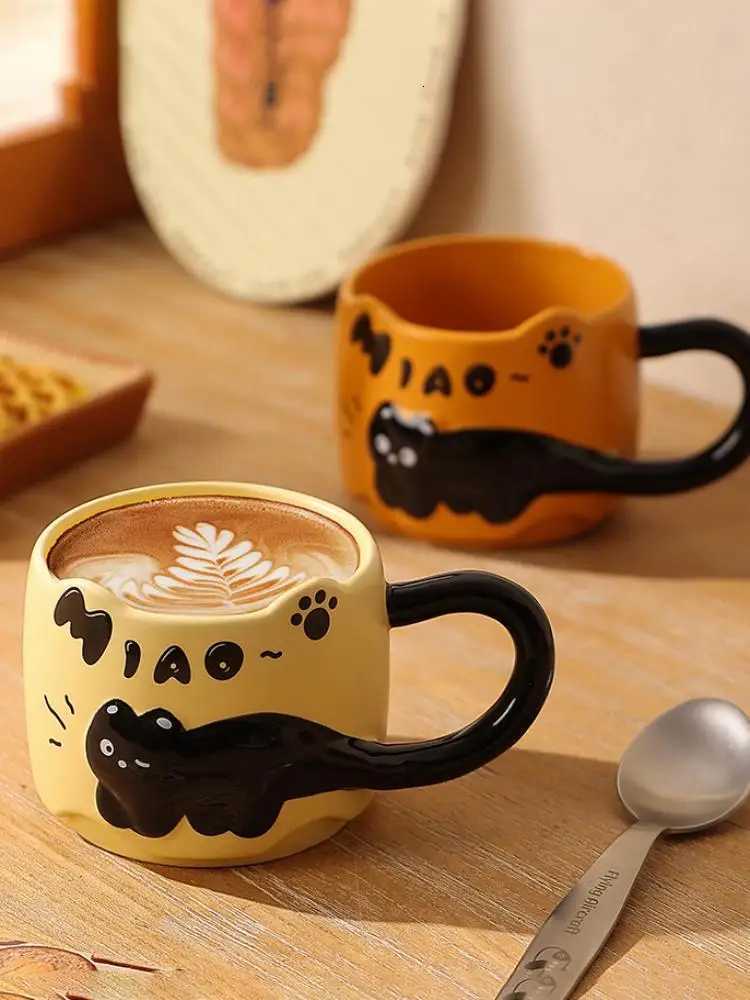 Cute Cat Stacked Cups Creative gs Coffee Milk Latte g Ceramic Cups He Decoration Accessories Drinking Utensils H251209