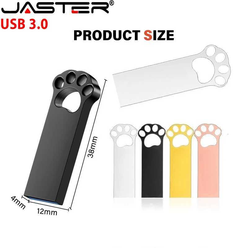 Mini Cats Paw USB 30 Flash Drive 128GB 64GB 32GB Wedding Gift Memory Stick 16GB Metal Pen Drive 8GB Black Silver USB 30 Stick C251209