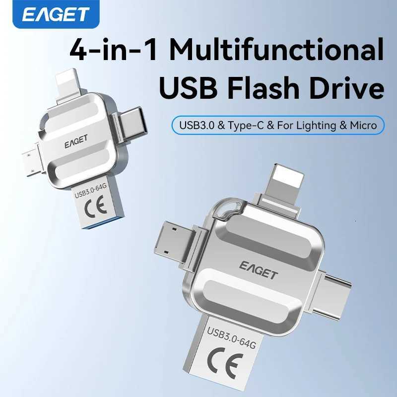 Eaget 4 in 1 Mini USB Flash Drive USB Type C Mirco B Lighting to USB 32 Pendrive USB Memories Stick for Phones PC Laptops C2512091