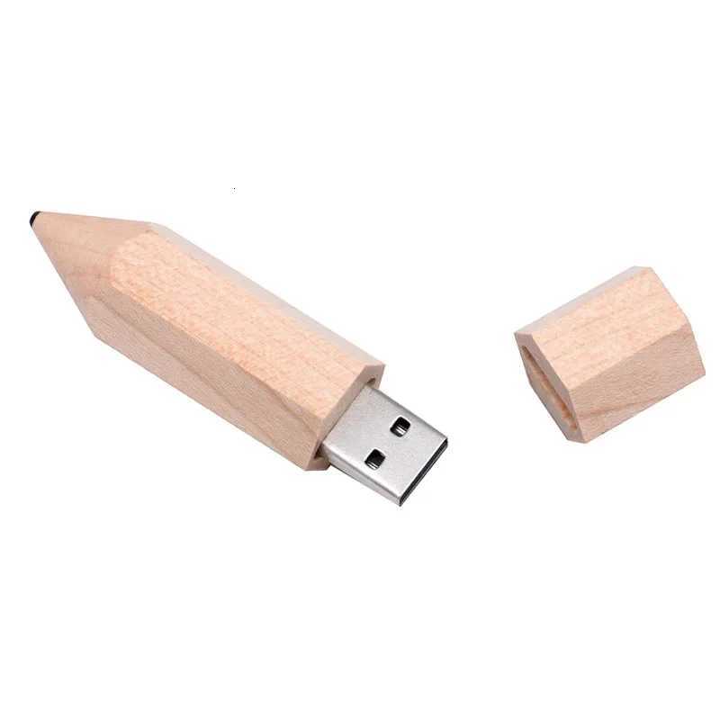 Wooden Pencil USB Flash Drives Pen Drive Maple Wood Real Capacity Memory Stick 64GB/32GB/16GB/8G/4G Gift U Disk C251209
