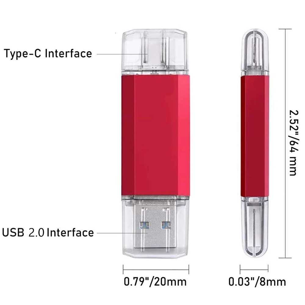 BINF 2NI1 TYPE-C USB 20 Flash Drive 2TB 1TB 512GB High speed Pen drive with key chain Memory stick Business gift U d C251209