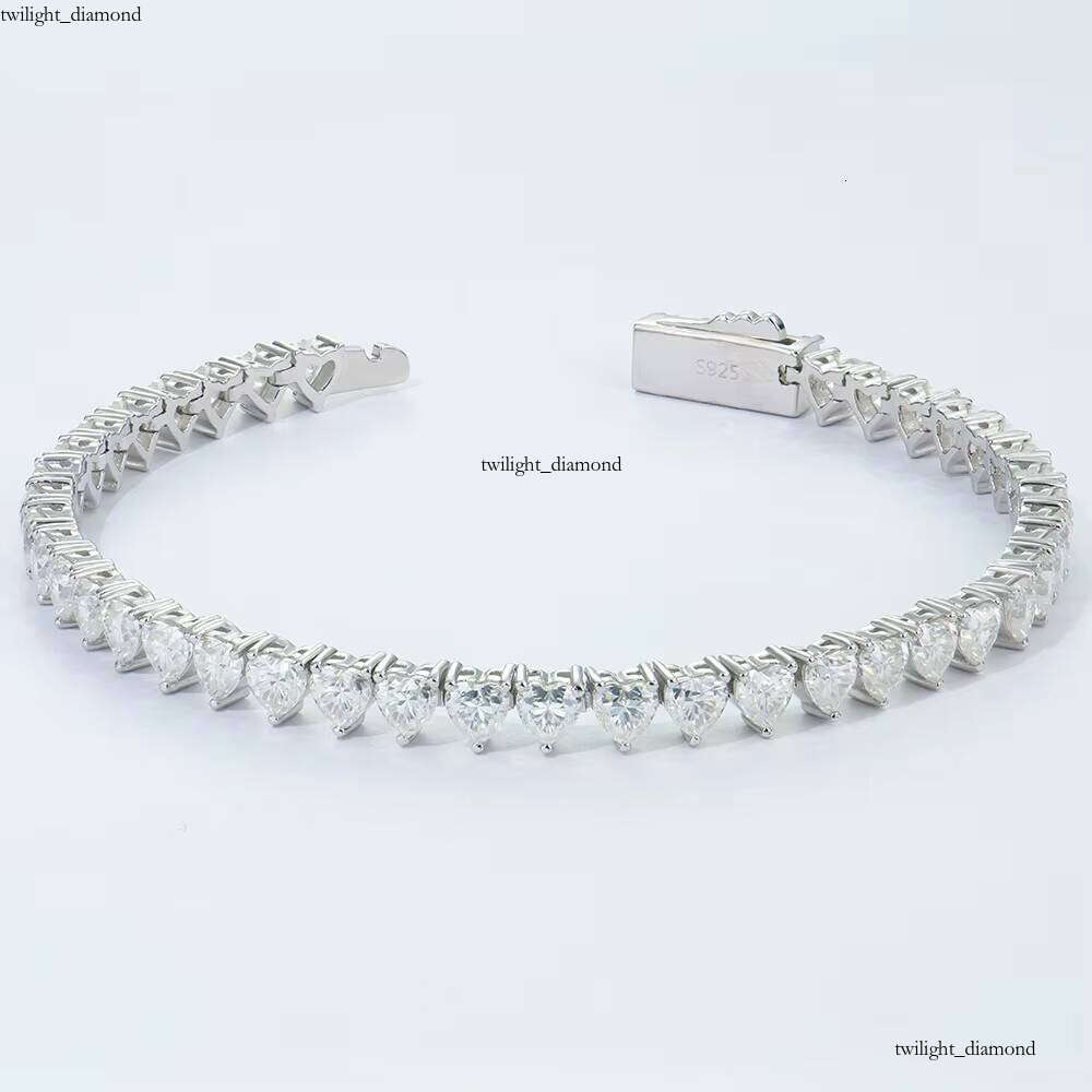 Xingyue High Quality Ladies Jewelry Wholesale S925 Silver 4mm Heart Moissanite Mossanite Lab Grown VVS Moissanite Tennis Chain Bracelet