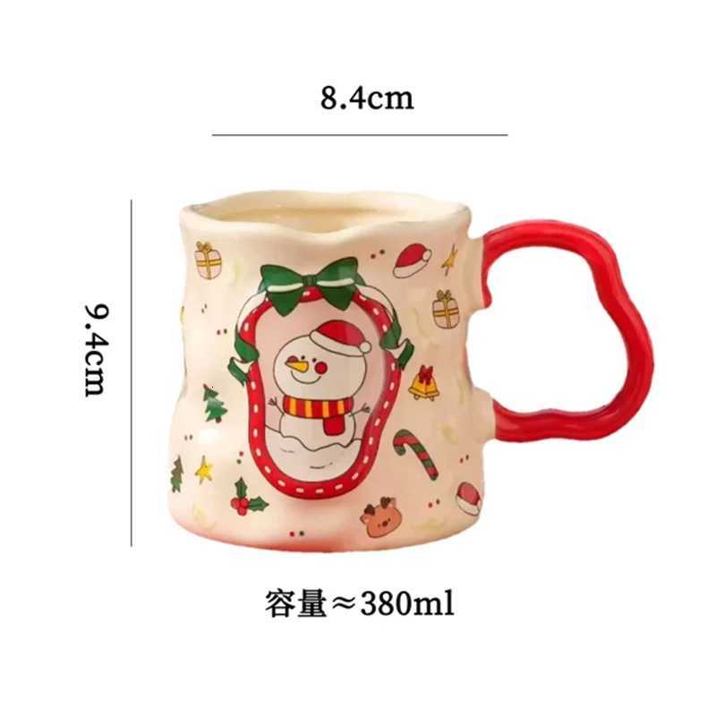 Christmas Ceramic Cup Set 380ML Festive gs with Snowman/Santa/Tree Patterns Cute Design Ideal Xmas Gift Drinkware 4 Styl H251209