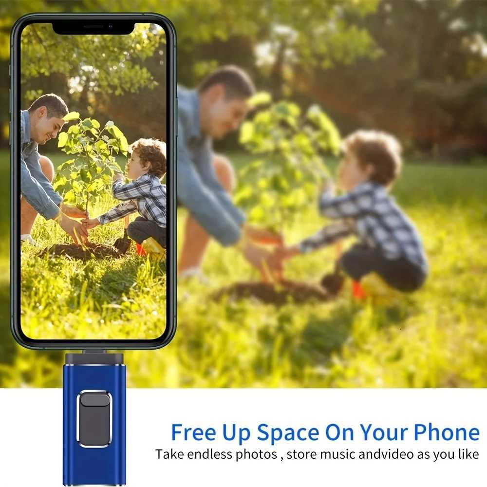 For iPhone Flash Drives 128GB 30 USB 3in1 Mirco Memory Drive 256GB 128GB Android Photo Stick Cpatible with Mobile Phone C251209