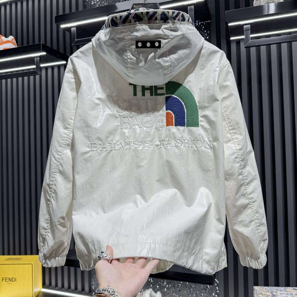 Light Luxury European Goods 2025 New Spring And Autumn Glossy Embroidered Hooded Jacket Brand Handsome Trendy Versatile Men's Coat