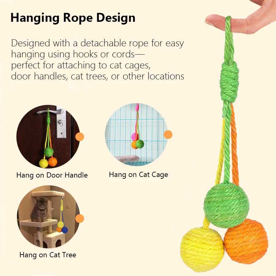 Pet Cat Sword Hemp Ball Toy Bite-Resistant Yarn Ball with Sound And Hanging String Rope Ball for Cats M251209
